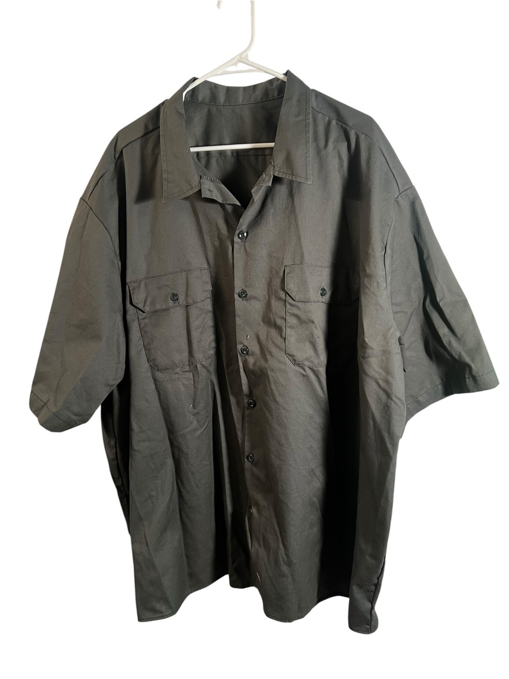 Dickies Mens Short Sleeve Work Shirt Button Down Dark Charcoal Gray Chest Pocket